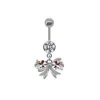 Shiny Peacock Butterfly Bow Knot Stainless Steel Copper Plating Inlay Crystal Rhinestones Zircon White Gold Plated Gold Plated Belly Ring sku image 4