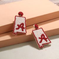 1 Pair Simple Style Artistic Letter Beaded Handmade Glass Drop Earrings main image 1
