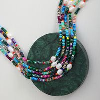 Baroque Style Geometric Turquoise Freshwater Pearl Beaded Plating Necklace main image 3