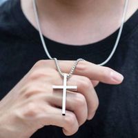 Fashion Simple Style Cross 201 Stainless Steel Alloy Polishing Men's Pendant Necklace main image 7