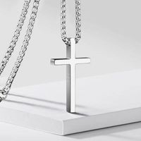 Fashion Simple Style Cross 201 Stainless Steel Alloy Polishing Men's Pendant Necklace main image 4