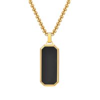 Simple Style Rectangle 304 Stainless Steel Epoxy Plating 18K Gold Plated Men's Pendant Necklace main image 2