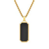 Style Simple Rectangle Acier Inoxydable 304 Époxy Placage Plaqué Or 18K Hommes Pendentif main image 2