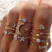 Fashion Diamond Love Pearl Leaf 10-teiliger Ring Kreativer Retro-weiblicher Ring sku image 44