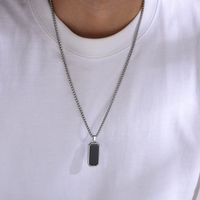 Simple Style Rectangle 304 Stainless Steel Epoxy Plating 18K Gold Plated Men's Pendant Necklace main image 4