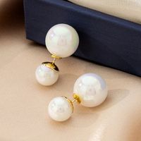 1 Pair IG Style Simple Style Solid Color Imitation Pearl Ear Studs main image 4