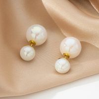 1 Pair IG Style Simple Style Solid Color Imitation Pearl Ear Studs sku image 1