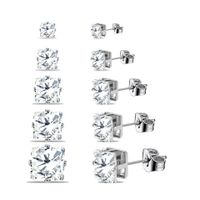 From  European And American Foreign Trade Six-claw 5-pair Storage Ear Studs Men's And Women's Fashion Colorful Zircon Earrings sku image 11