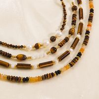 Casual Vintage Style Geometric 304 Stainless Steel Tiger Eye 18K Gold Plated Necklace In Bulk main image 1