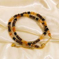 Casual Vintage Style Geometric 304 Stainless Steel Tiger Eye 18K Gold Plated Necklace In Bulk main image 5