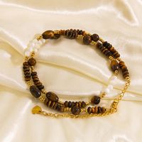 Casual Vintage Style Geometric 304 Stainless Steel Tiger Eye 18K Gold Plated Necklace In Bulk main image 2