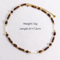 Casual Vintage Style Geometric 304 Stainless Steel Tiger Eye 18K Gold Plated Necklace In Bulk sku image 3