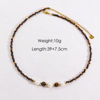 Casual Vintage Style Geometric 304 Stainless Steel Tiger Eye 18K Gold Plated Necklace In Bulk sku image 1