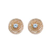 1 Paire Style Simple Rond Placage Incruster Alliage Strass Plaqué Or Boucles D'oreilles main image 5