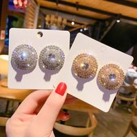 1 Pair Simple Style Round Plating Inlay Alloy Rhinestones Gold Plated Ear Studs main image 6