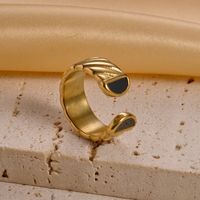 304 Stainless Steel 14K Gold Plated Retro Simple Style Enamel Plating Irregular Shell Open Rings sku image 4