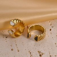 304 Stainless Steel 14K Gold Plated Retro Simple Style Enamel Plating Irregular Shell Open Rings main image 1