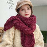 Women's Simple Style Solid Color Fleece Scarf sku image 2