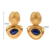1 Pair Vintage Style Triangle Plating Inlay Stainless Steel Lapis Lazuli Natural Stone 18k Gold Plated Ear Studs sku image 1