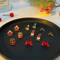 1 Set Simple Style Christmas Tree Santa Claus Christmas Socks Plating Alloy Drop Earrings Ear Studs main image 5