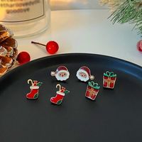 1 Set Simple Style Christmas Tree Santa Claus Christmas Socks Plating Alloy Drop Earrings Ear Studs main image 4