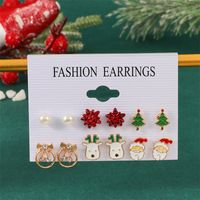 1 Pair Simple Style Santa Claus Snowflake Plating Alloy Ear Studs sku image 4