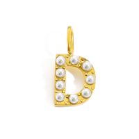 1 Piece Stainless Steel Imitation Pearl Artificial Pearls 14K Gold Plated Letter sku image 29