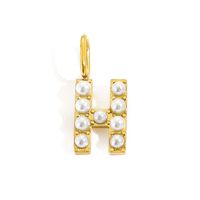 1 Piece Stainless Steel Imitation Pearl Artificial Pearls 14K Gold Plated Letter sku image 33