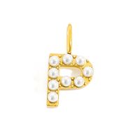 1 Piece Stainless Steel Imitation Pearl Artificial Pearls 14K Gold Plated Letter sku image 40