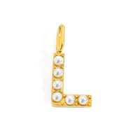 1 Piece Stainless Steel Imitation Pearl Artificial Pearls 14K Gold Plated Letter sku image 37
