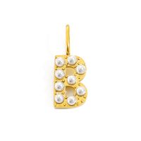 1 Piece Stainless Steel Imitation Pearl Artificial Pearls 14K Gold Plated Letter sku image 27