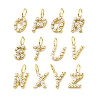 1 Piece Stainless Steel Imitation Pearl Artificial Pearls 14K Gold Plated Letter main image 4