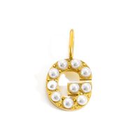 1 Piece Stainless Steel Imitation Pearl Artificial Pearls 14K Gold Plated Letter sku image 32