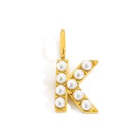 1 Piece Stainless Steel Imitation Pearl Artificial Pearls 14K Gold Plated Letter sku image 36