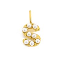 1 Piece Stainless Steel Imitation Pearl Artificial Pearls 14K Gold Plated Letter sku image 52