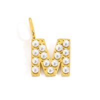1 Piece Stainless Steel Imitation Pearl Artificial Pearls 14K Gold Plated Letter sku image 51