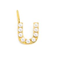 1 Piece Stainless Steel Imitation Pearl Artificial Pearls 14K Gold Plated Letter sku image 44