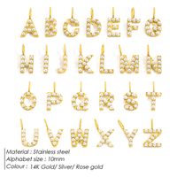 1 Piece Stainless Steel Imitation Pearl Artificial Pearls 14K Gold Plated Letter main image 2
