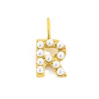 1 Piece Stainless Steel Imitation Pearl Artificial Pearls 14K Gold Plated Letter sku image 42