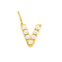 1 Piece Stainless Steel Imitation Pearl Artificial Pearls 14K Gold Plated Letter sku image 45