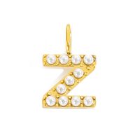 1 Piece Stainless Steel Imitation Pearl Artificial Pearls 14K Gold Plated Letter sku image 49