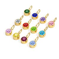 1 Piece Stainless Steel Rhinestones 14K Gold Plated Rose Gold Plated Round Polished Pendant main image 3