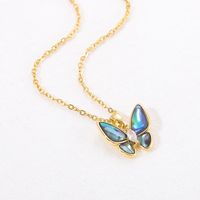Lady Butterfly Titanium Steel Copper Plating Inlay Artificial Gemstones 18k Gold Plated Pendant Necklace main image 1