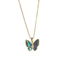 Lady Butterfly Titanium Steel Copper Plating Inlay Artificial Gemstones 18k Gold Plated Pendant Necklace main image 5