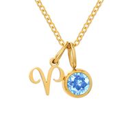 Stainless Steel 14K Gold Plated Lady Plating Inlay Constellation Rhinestones Pendant Necklace sku image 3