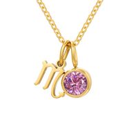 Stainless Steel 14K Gold Plated Lady Plating Inlay Constellation Rhinestones Pendant Necklace sku image 9