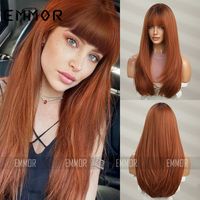 Women's Elegant Party Street High Temperature Wire Bangs Long Straight Hair Wigs main image 4