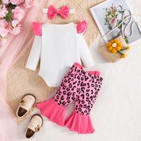 Cute Cartoon Leopard Polyester Girls Clothing Sets main image 5