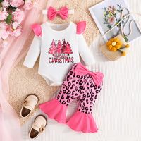 Cute Cartoon Leopard Polyester Girls Clothing Sets main image 4