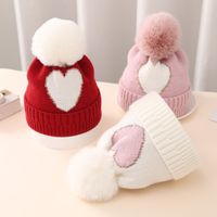 Girl's Basic Heart Shape Jacquard Wool Cap main image 1